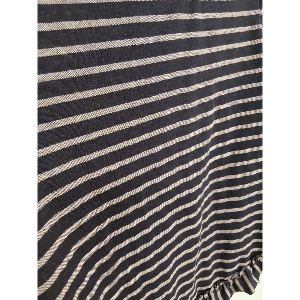 Banana Republic women Navy Stripe Ruffle Top Size Medium Moisture Wicking Cotton - Picture 9 of 15